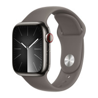 Apple Watch Series 9 45mm, Graphite Stainless Steel Case with Sport Band - Clay