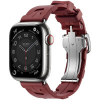 Apple Watch Hermes Series 9 45mm, спортивный ремешок Kilim красный