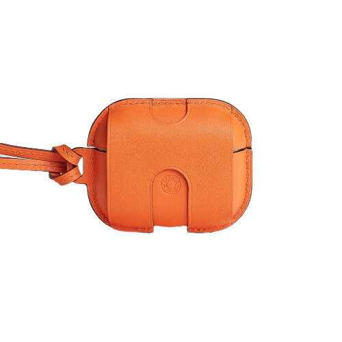 Кожаный чехол Hermes для AirPods Pro 2 Orange / Cuivre