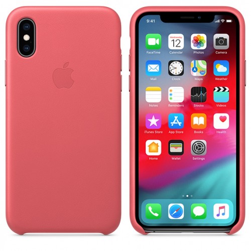 Кожаный чехол для iPhone Xs, цвет "розовый пион"