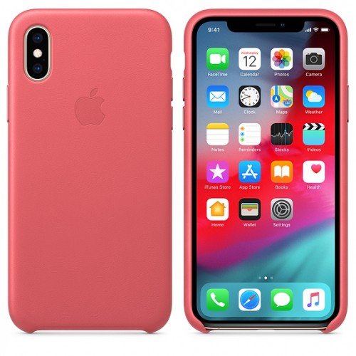 Кожаный чехол для iPhone Xs, цвет "розовый пион"