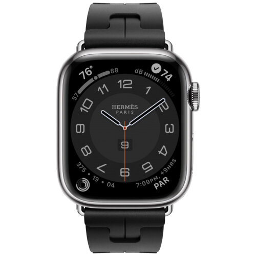 Apple Watch Hermes Series 9 45mm, спортивный ремешок Kilim черный