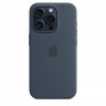 Силиконовый чехол для iPhone 15 с MagSafe - Синий Шторм (Storm Blue)