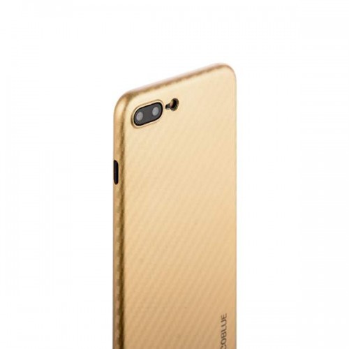 Чехол-накладка карбоновая Coblue 4D для iPhone 8 Plus и 7 Plus - Золотистый