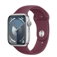 Apple Watch Series 9 41mm, Silver Aluminum Case with Sport Band - Mulberry