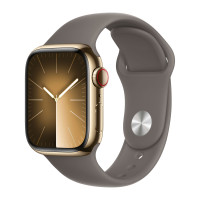 Apple Watch Series 9 45mm, Gold Stainless Steel Case with Sport Band - Clay