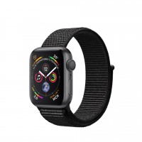 Apple Watch Series 4, 40 мм, алюминий "серый космос", черный браслет из нейлона
