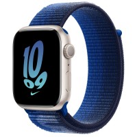 Apple Watch Series 8 Nike 45mm, Starlight Aluminum Case with Sport Loop - Game Royal/Midnight Navy