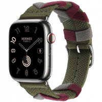Apple Watch Hermes Series 9 45mm, ремешок из трикотажа хаки