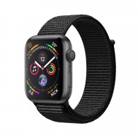 Apple Watch Series 4, 44 мм, алюминий "серый космос", черный браслет из нейлона