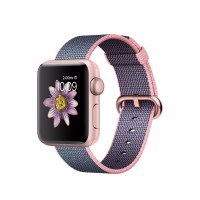 Apple Watch Series 2 38mm, ремешок из нейлона розовый с синим, алюминий "розовое золото"