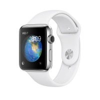 Apple Watch Series 2 42mm, белый спортивный ремешок, нержавеющая сталь