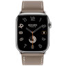 Apple Watch Hermes Series 9 45mm, классический кожаный ремешок серого цвета