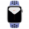 Apple Watch series 5 Nike, 44 мм GPS + Cellular, серебристый алюминий, спортивный ремешок nike "синяя пастель/черный"