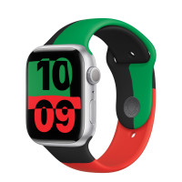 Apple Watch Series 9 41mm, Silver Aluminum Case with Sport Band - Black Unity