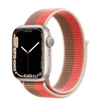 Apple Watch Series 7 41 мм, из алюминия «Сияющая звезда», спортивный браслет «Розовый помело/миндальный»