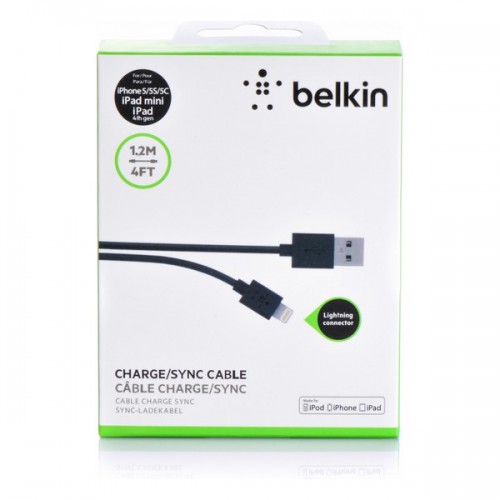 Шнур Lightning-usb Belkin черный для Apple iPhone 6