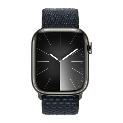 Apple Watch Series 9 45mm, Graphite Stainless Steel Case with Sport Loop - Midnight