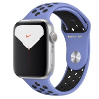 Apple Watch series 5 Nike, 44 мм GPS, серебристый алюминий, спортивный ремешок nike "синяя пастель/черный"