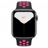 Apple Watch series 5 Nike, 44 мм GPS, алюминий "серый космос",спортивный ремешок nike "черный/розовый всплеск"