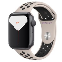 Apple Watch series 5 Nike, 44 мм GPS, алюминий "серый космос",спортивный ремешок nike "песчаная пустыня/черный"