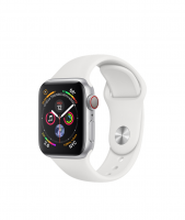 Apple Watch Series 4, 40 мм Cellular + GPS, серебристый алюминий, белый спортивный ремешок