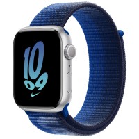 Apple Watch Series 8 Nike 45mm, Silver Aluminum Case with Sport Loop - Game Royal/Midnight Navy