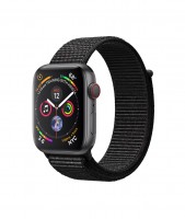 Apple Watch Series 4, 44 мм Cellular + GPS, алюминий "серый космос", черный браслет из нейлона