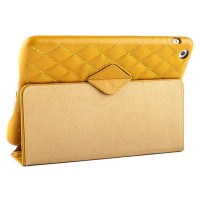 Чехол противоударный для iPad mini натуральная кожа со стеганым узором желтый