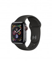 Apple Watch Series 4, 40 мм Cellular + GPS, нержавеющая сталь "чёрный космос", спортивный ремешок
