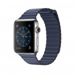 Apple Watch Series 2 корпус 42 мм из нержавеющей стали, кожаный ремешок тёмно‑синего цвета
