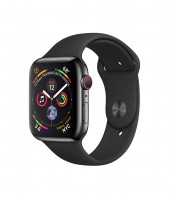 Apple Watch Series 4, 44 мм Cellular + GPS, нержавеющая сталь "чёрный космос", спортивный ремешок