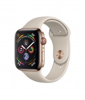 Apple Watch Series 4, 44 мм Cellular + GPS, золотая нержавеющая сталь, бежевый спортивный ремешок