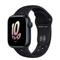 Apple Watch Series 8 Nike 41mm, Midnight Aluminum Case with Sport Band - Black/Black