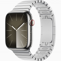 Apple Watch Series 9 45 мм стальные серебристого цвета, стальной блочный браслет