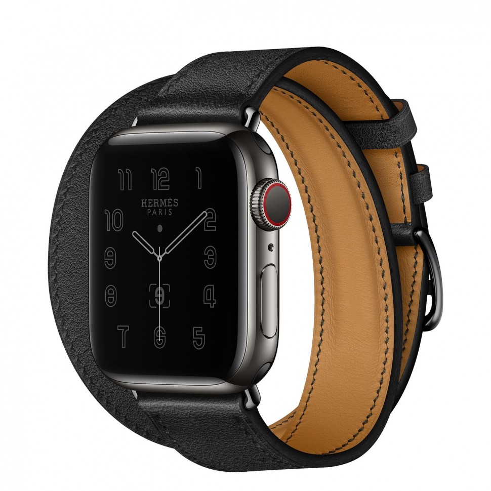 Купить черные Apple Watch 6 Hermes 40mm в Москве ремешок Double Tour Noir