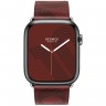 Apple Watch Series 7 Hermes 45 мм, черный корпус, кожаный красный ремешок с черным узором