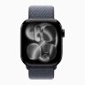 Apple Watch Series 11 46mm, Jet Black Aluminum Case with Sport Loop - Anchor Blue