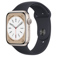 Apple Watch Series 8 45mm, Starlight Aluminum Case with Sport Band - Midnight