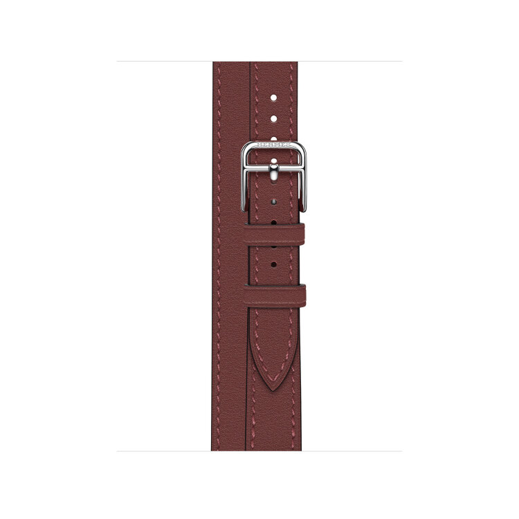 Ремешок Hermès Attelage Double Tour из кожи Swift 42mm для Apple Watch - Бордовый