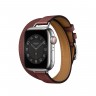 Ремешок Hermès Attelage Double Tour из кожи Swift 41mm для Apple Watch - Бордовый