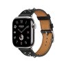 Ремешок Hermès Single Tour Clou Medor Rock из кожи Swift 42mm для Apple Watch - Черный (Noir)