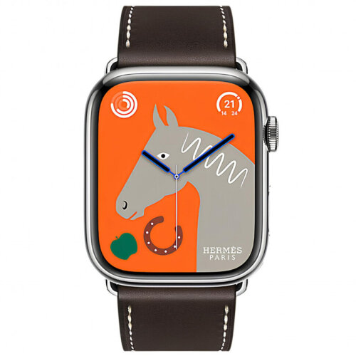 Apple Watch Hermes Series 12 46mm, тёмно-коричневый ремешок с раскладывающейся застежкой
