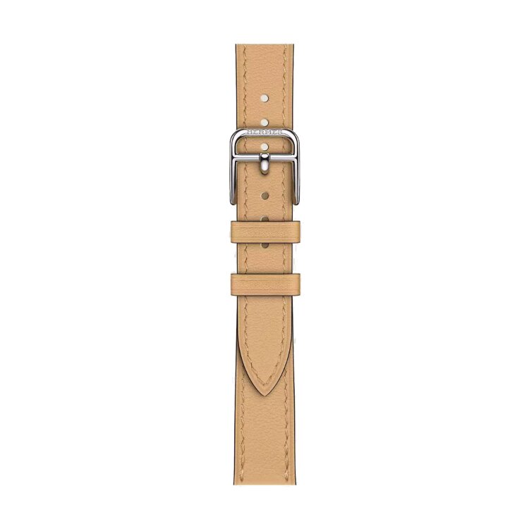 Кожаный ремешок Hermes для Apple Watch Single Tour 42mm Attelage - Песочный (Naturel Sable)