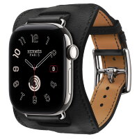 Apple Watch Hermès Series 12 42mm, Silver Titanium, ремешок En Selle черный (Noir)