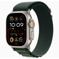 Apple Watch Ultra 2 49mm Titanium Case with Dark Green Alpine Loop (Small)