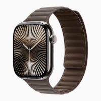 Apple Watch Series 10 42mm, Natural Titanium Case with Magnetic Link - Dark Taupe