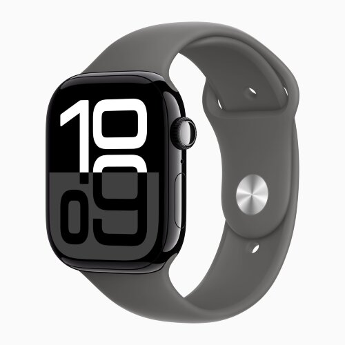 Apple Watch Series 10 42mm, Jet Black Aluminum Case with Sport Band - Stone Gray