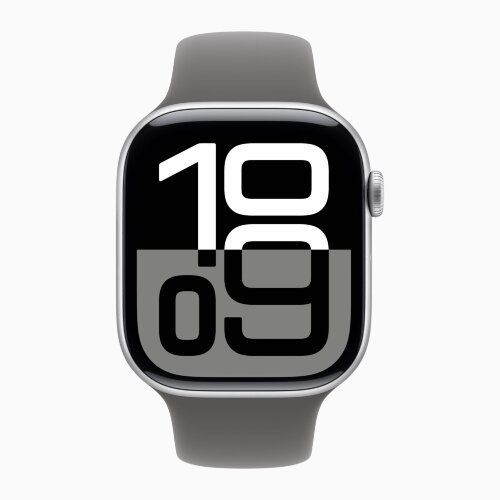 Apple Watch Series 10 42mm, Jet Black Aluminum Case with Sport Band - Stone Gray