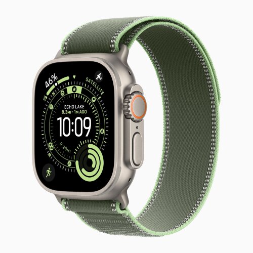 Apple Watch Ultra 3 49mm Titanium Case with Green/Neon Trail Loop (S/M)